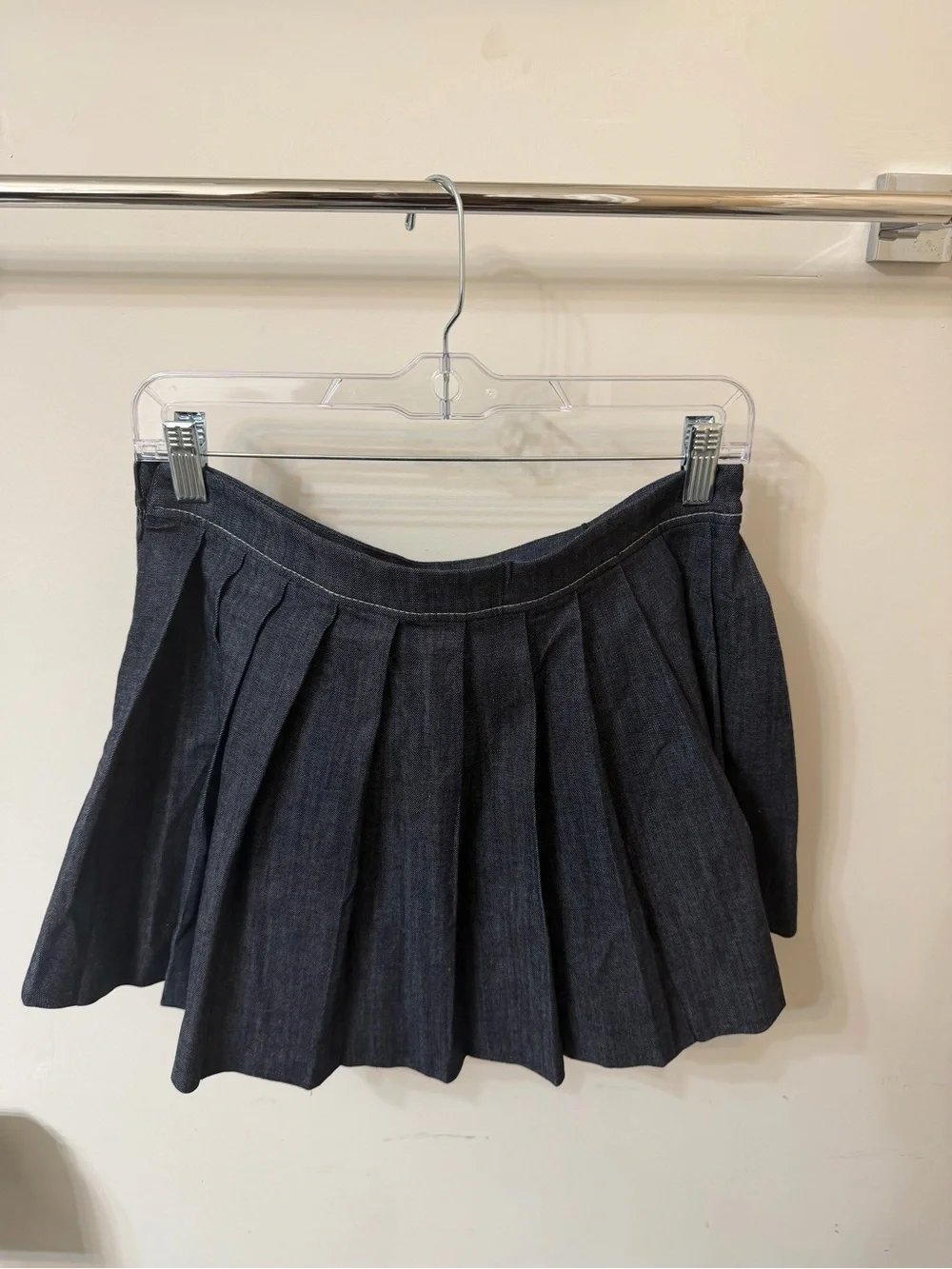 Zara Pleated Denim Midi Skirt